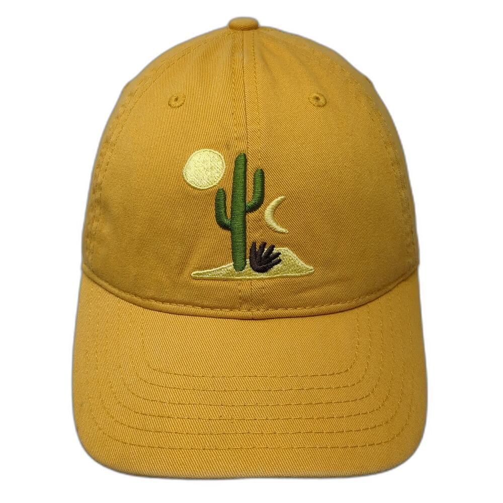 Mighty Fine Baseball Cap Yellow One Size Cactus Desert Embroidery Slideback Hat